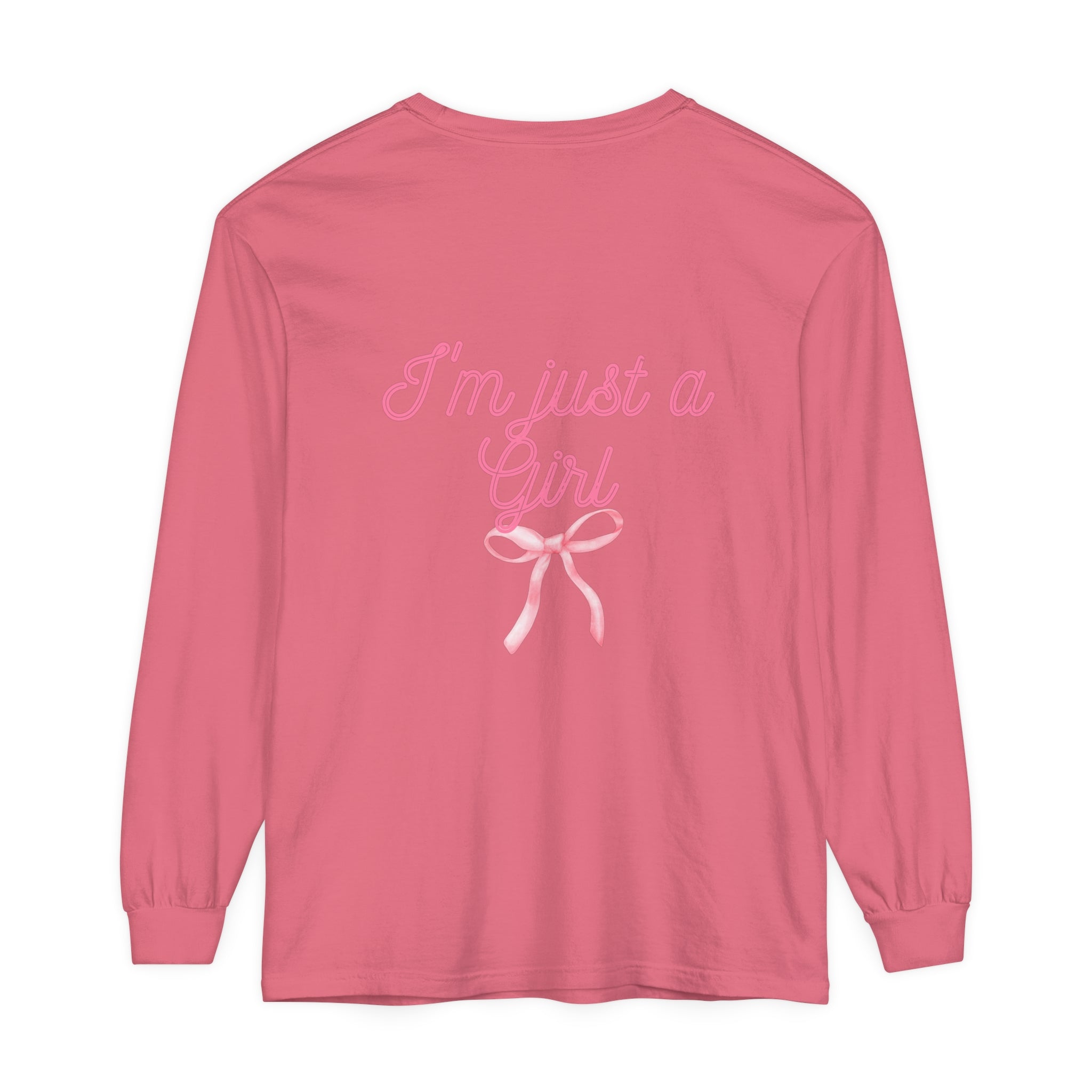 I'm just a Girl -Bow- Garment-dyed Long Sleeve T-Shirt