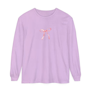 I'm just a Girl -Bow- Garment-dyed Long Sleeve T-Shirt