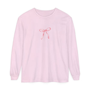 I'm just a Girl -Bow- Garment-dyed Long Sleeve T-Shirt