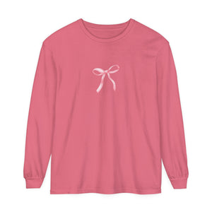 I'm just a Girl -Bow- Garment-dyed Long Sleeve T-Shirt