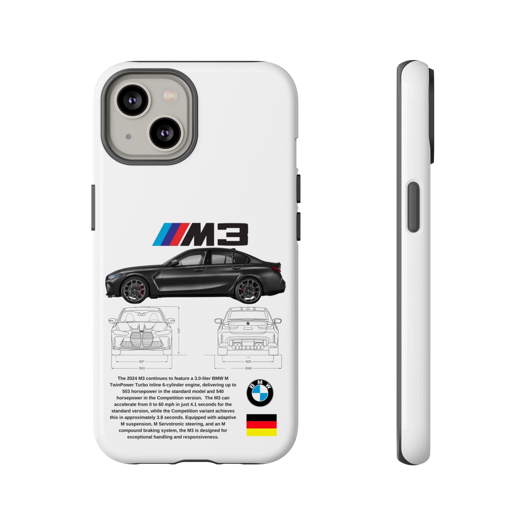 BMW M3 Tough iPhone Cases - Custom Name available