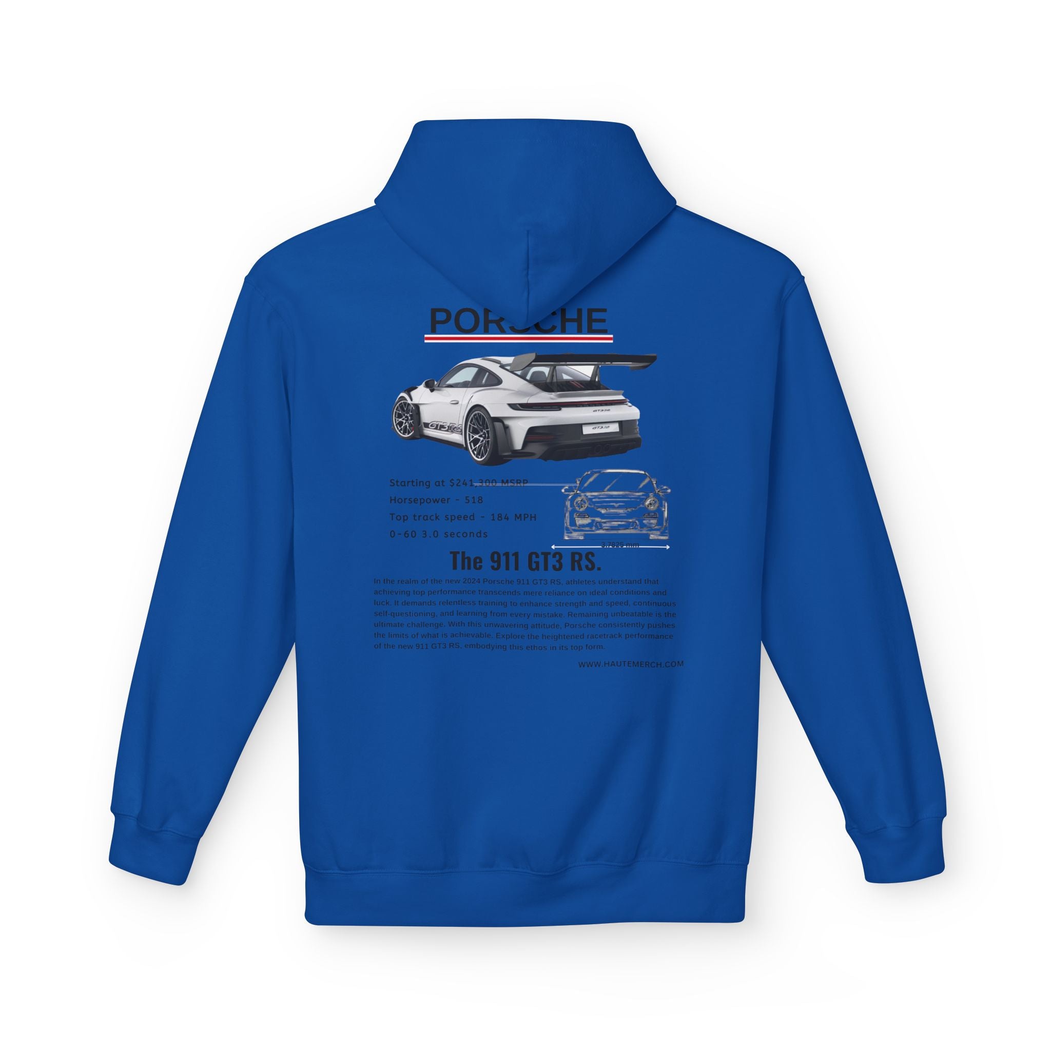 White Porsche GT3 RS - Midweight Soft style Fleece Hoodie