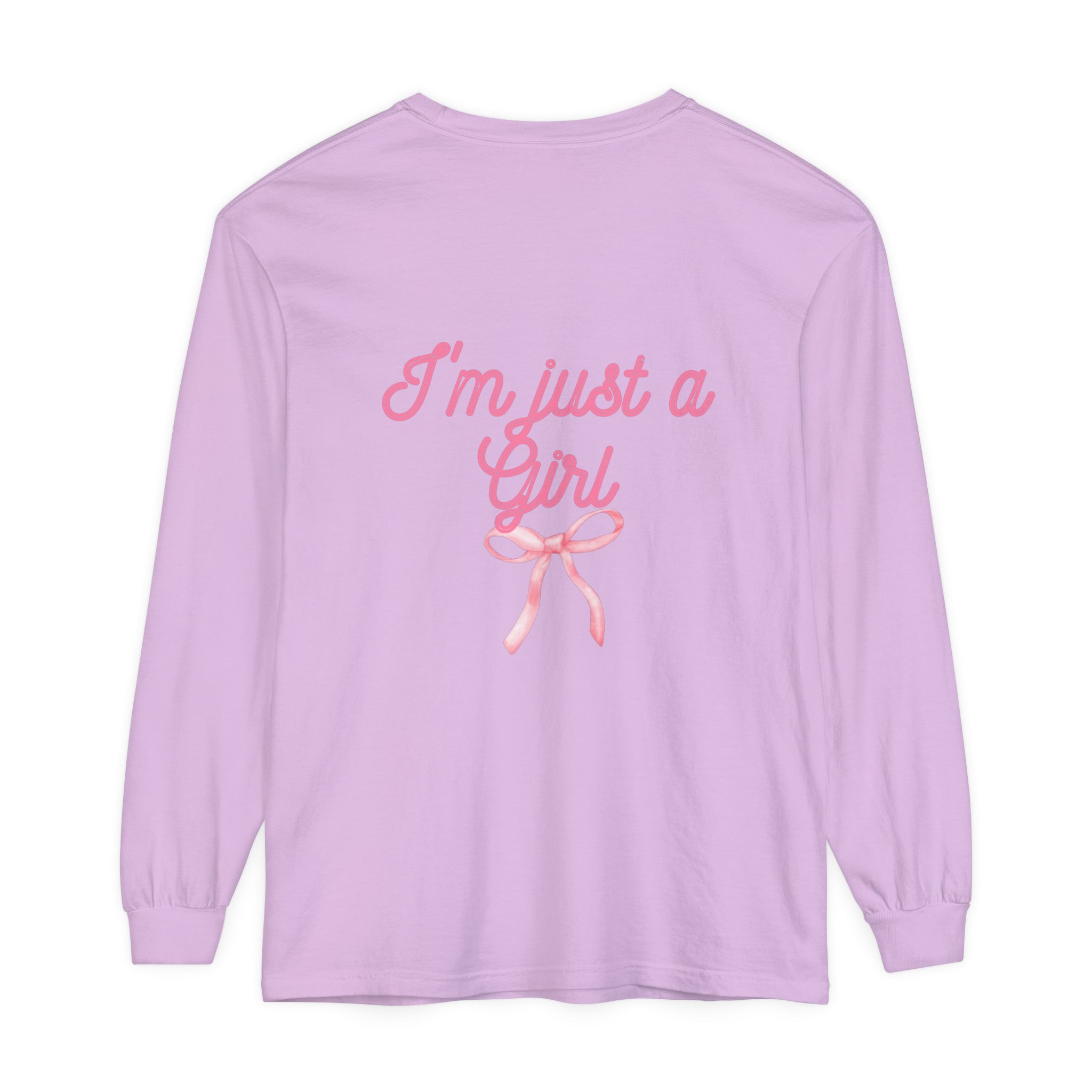 I'm just a Girl -Bow- Garment-dyed Long Sleeve T-Shirt