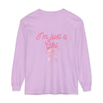 I'm just a Girl -Bow- Garment-dyed Long Sleeve T-Shirt