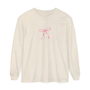 I'm just a Girl -Bow- Garment-dyed Long Sleeve T-Shirt