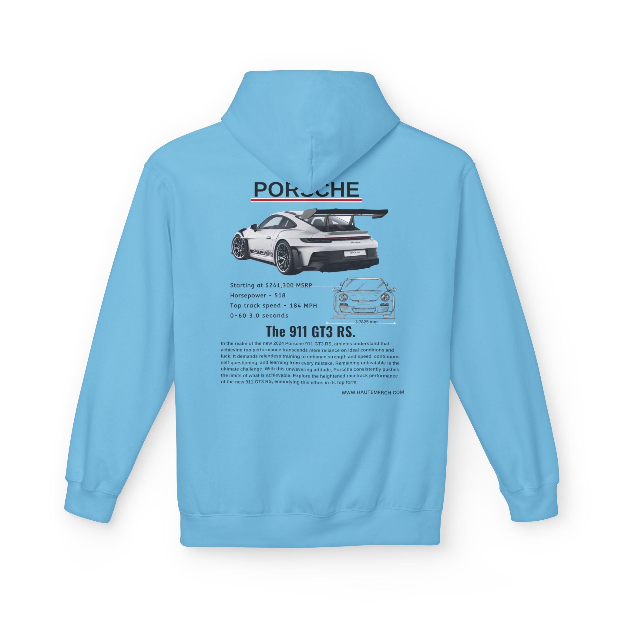 White Porsche GT3 RS - Midweight Soft style Fleece Hoodie