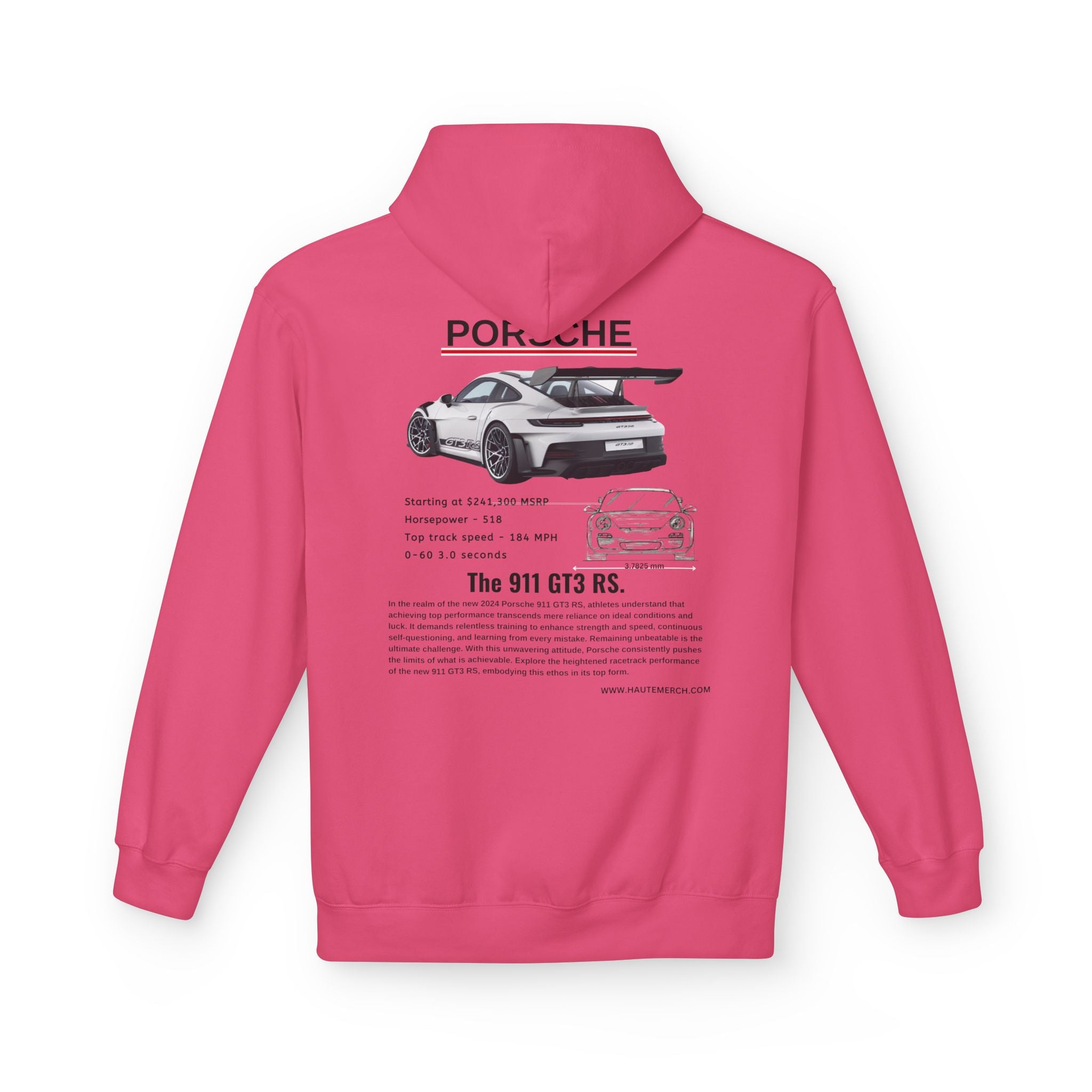 White Porsche GT3 RS - Midweight Soft style Fleece Hoodie