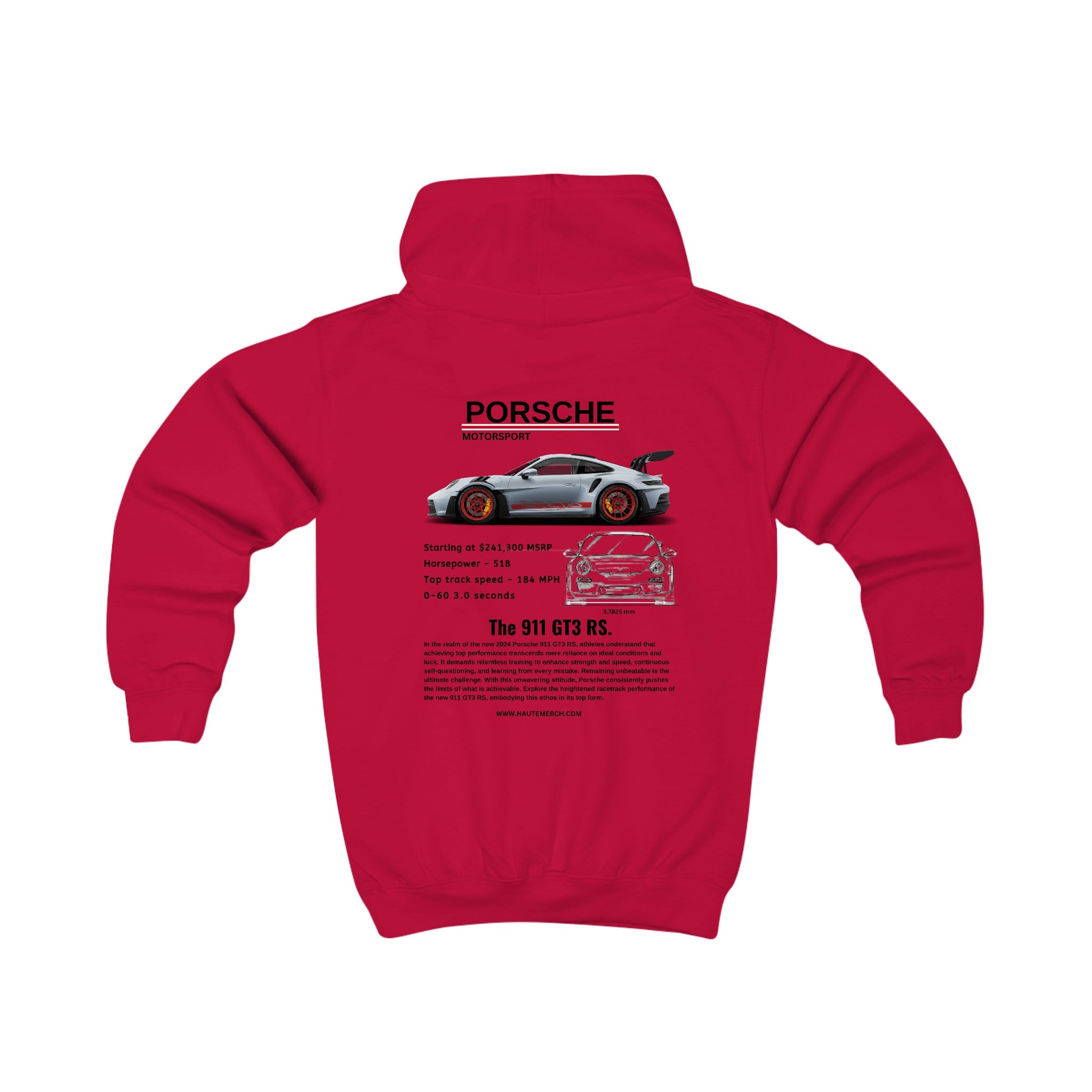 Porsche GT3RS Motorsport Kids Hoodie - Custom Name available