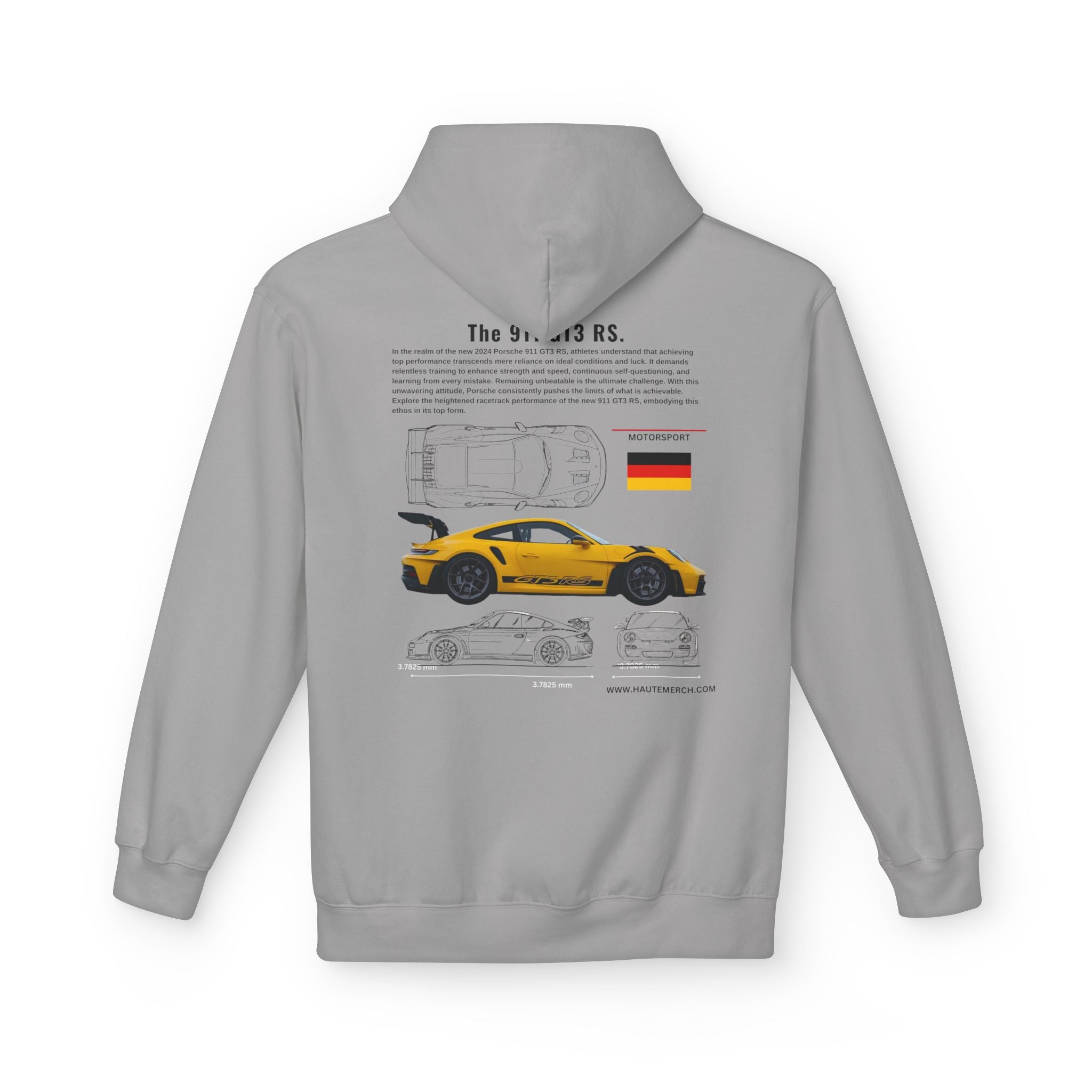 Yellow Porsche GT3 RS Design - Midweight Soft style Fleece Hoodie